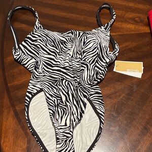 Michael Kors Black and White Zebra Swimsuit